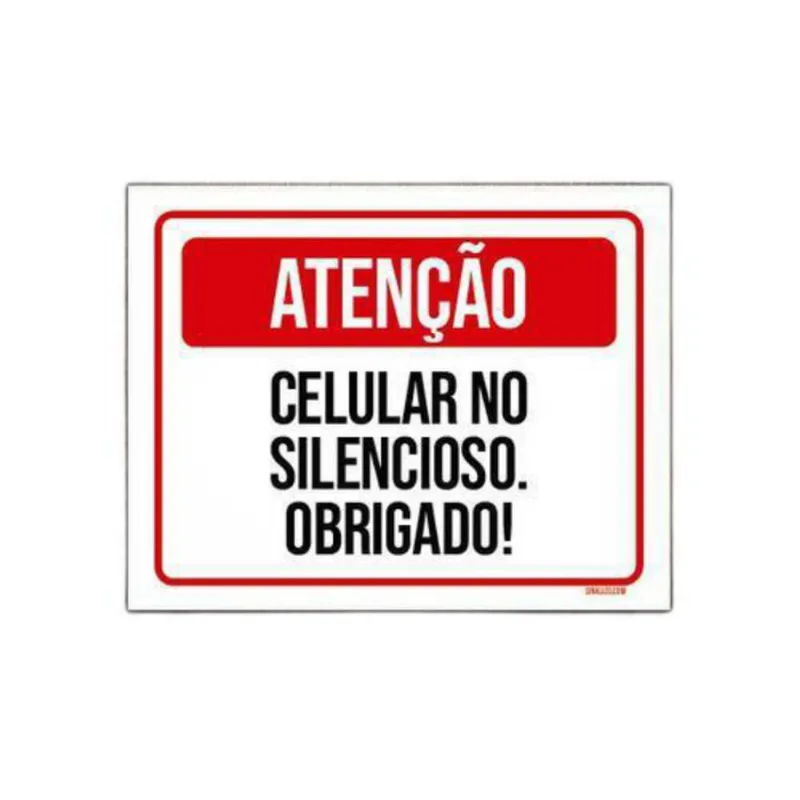 Kit 3 Placa Sinalização - Atenção Celular Silencioso