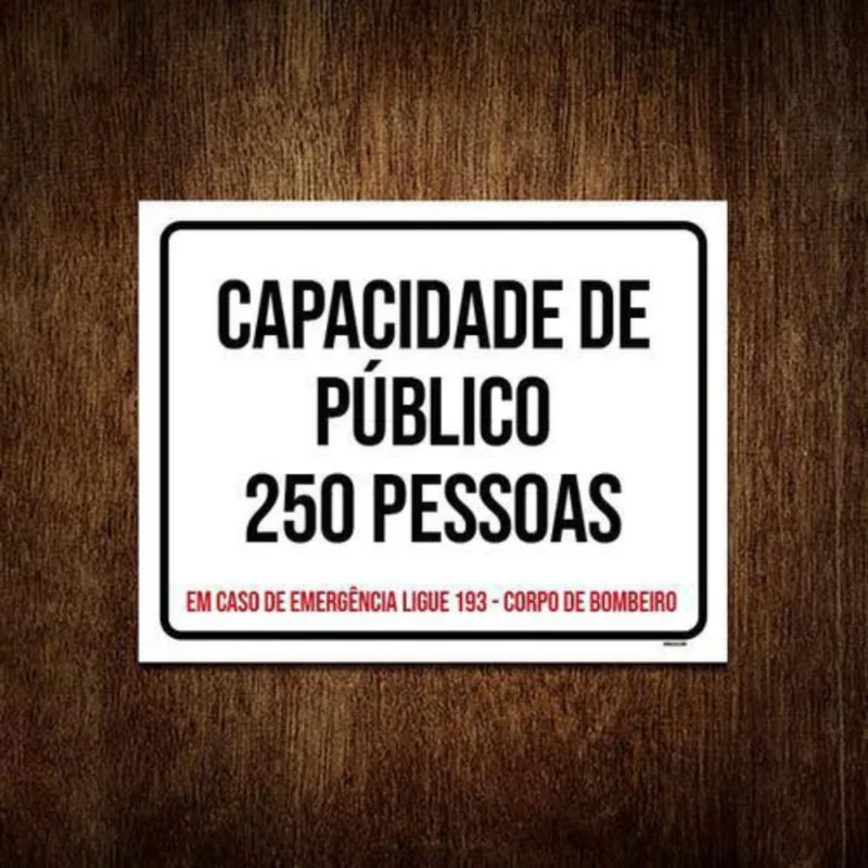 Kit 3 Placa Sinalização - Capacidade Público 250 Pessoas