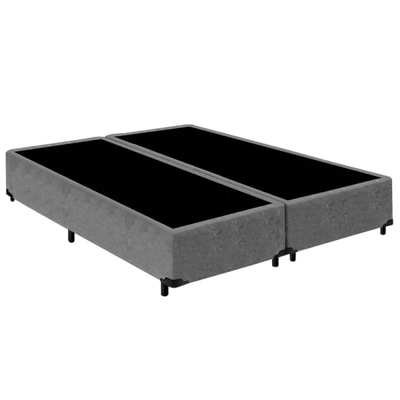 Cama Box Casal Bipartido Suede Mega Cama Cinza 138x188x42cm - OUTRAS - Colchões