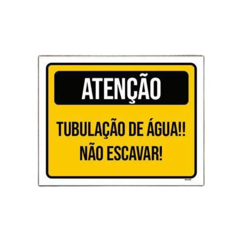Kit 3 Placa Amarelo Atenção Tubulação De Água Não Escavar