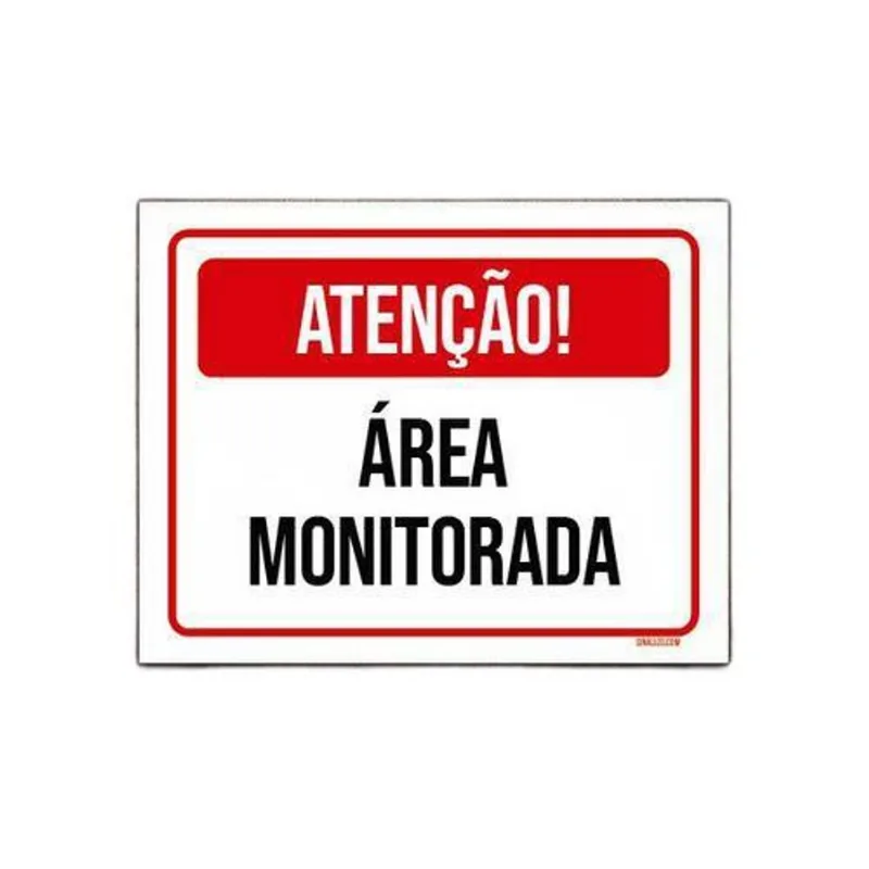 Placa Sinalização Área Monitorada 18x23cm 10un