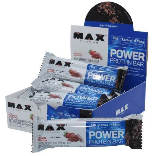 Power Protein Bar 12 Barras Proteina Morango Sensação 41g - Não Informado - Mercearia