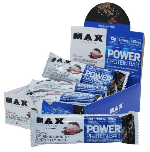 Power Protein Bar 12 Barras Proteina Sabor Napolitano 41g - Não Informado - Mercearia