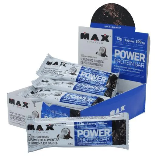 Power Protein Bar 12 Barras Proteina Chocolate Com Coco 41g - Não Informado - Mercearia
