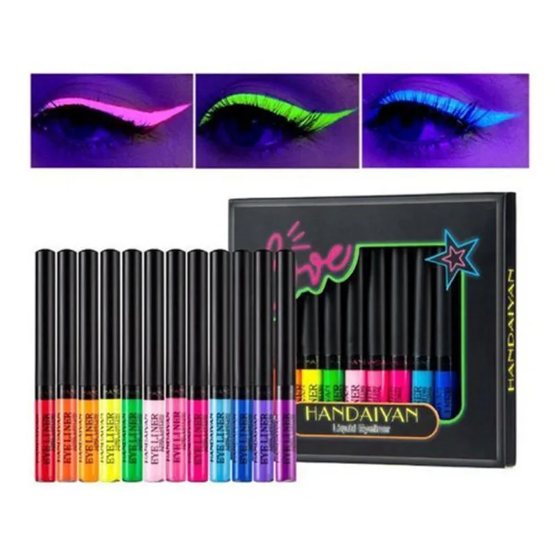 12 Delineadores Colorido Luz Uv Neon - 12 Cores - Uv Neon