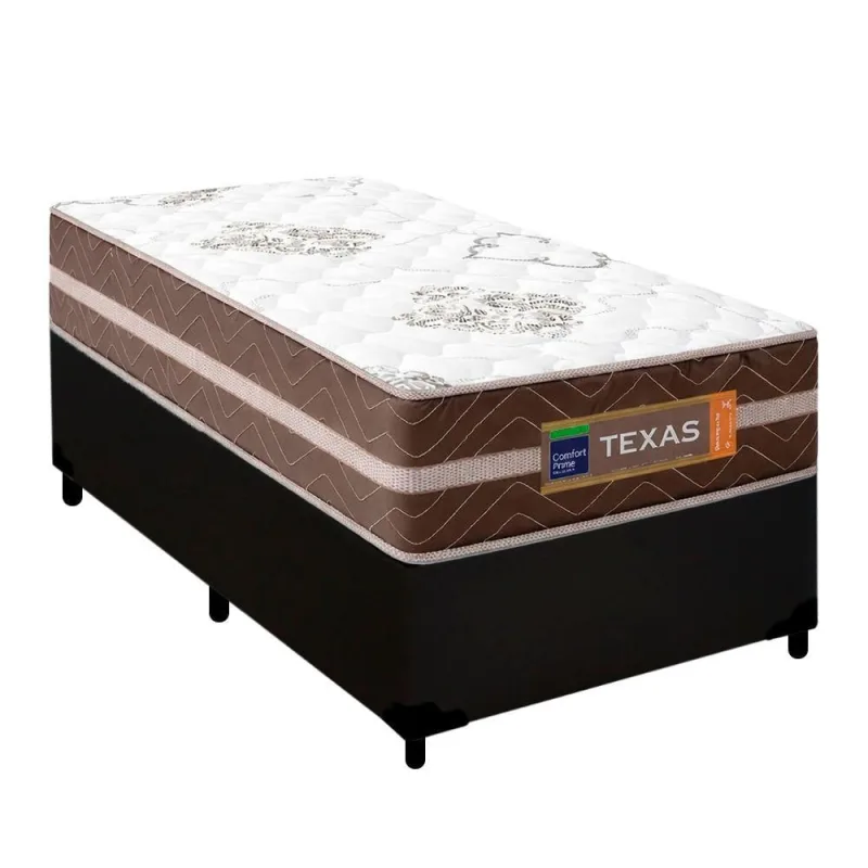 Cama Box Solteiro Sintético + Colchão Molas Ensacadas Texas Colchões 88x188x64cm Preto - OUTRAS - Colchões