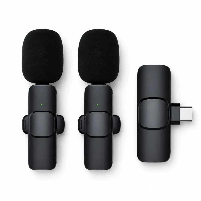 Microfone Lapela Recarregável Duplo Type C Som Estúdio - MDM - Instrumentos Musicais