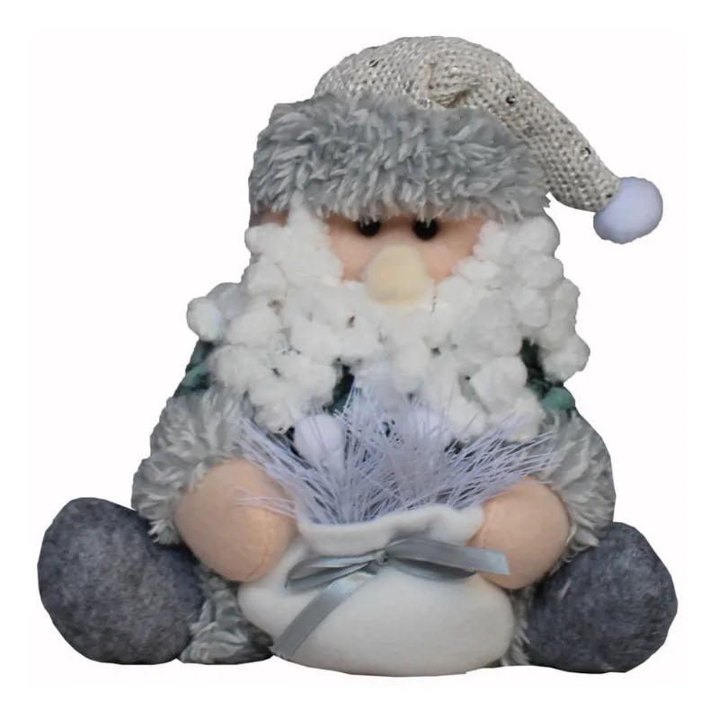 Enfeite Natalino Boneco Papai Noel Gorro E Sacola Neve Natal