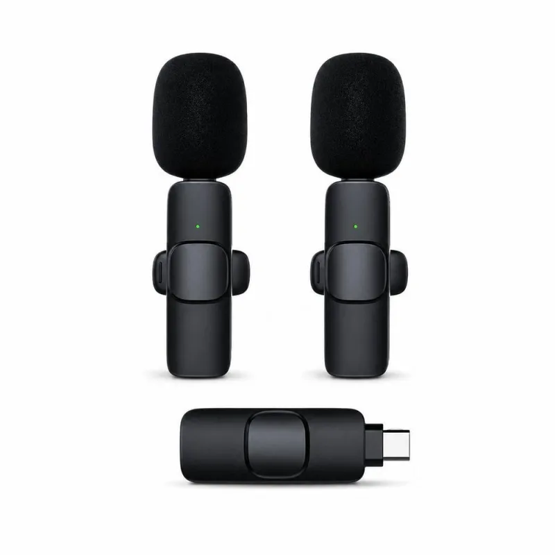 Microfone de Lapela sem Fio 2 em 1 MDM Áudio Hd com Conexão Tipo C para Dispositivos Compatíveis - MDM - Instrumentos Musicais
