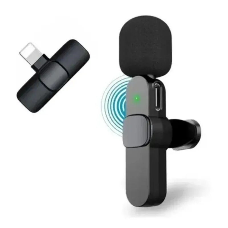 Microfone De Lapela Mdm Para Celulares iOS Com Conexão Lightning Som Nítido Compacto Preto