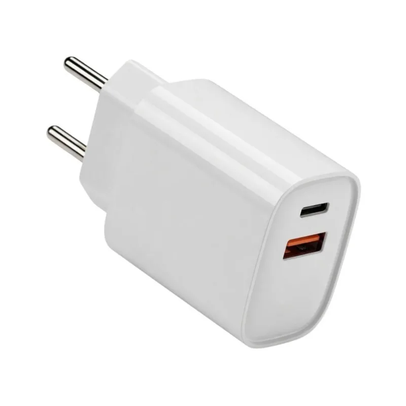 Adaptador de Tomada MDM Inteligente 20W Branco com Cabo USB C e Lightning