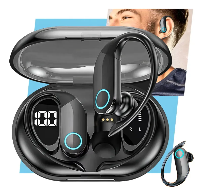 Fone de Ouvido Bluetooth Esportivo TWS Preto Clássico Lindo - MDM - áudio