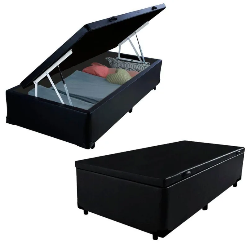Cama Box Baú Solteiro Sintético Mega Cama Preto 88x188x45cm - OUTRAS - Colchões