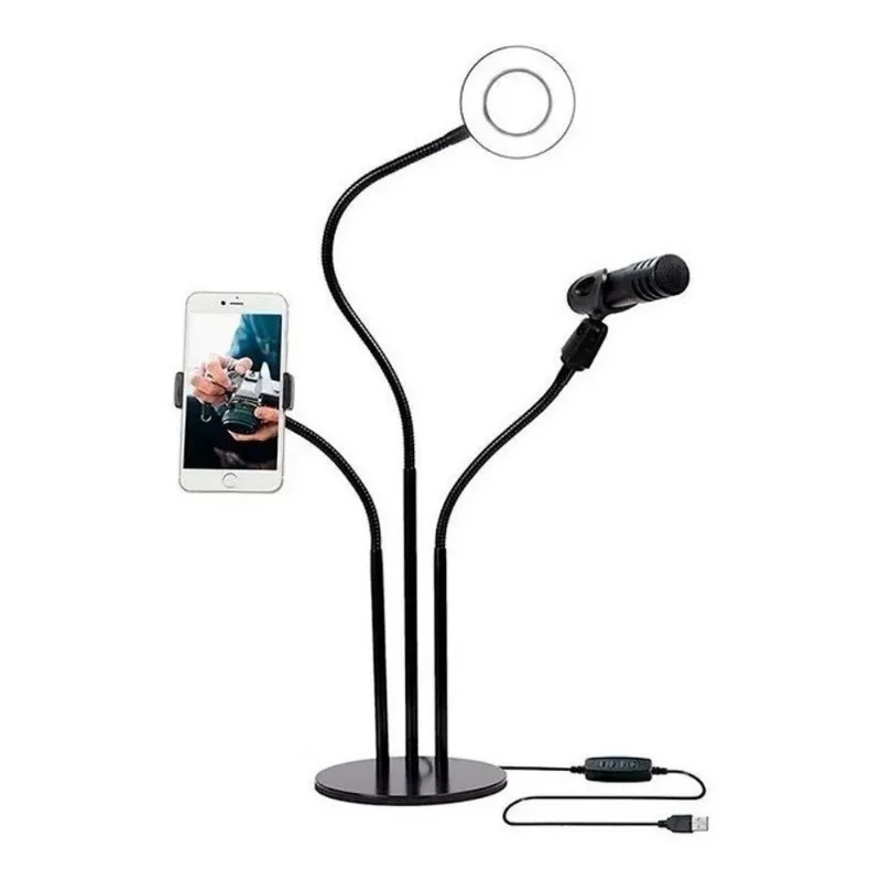 Ring Light Professional Live Stream Mesa Com Suporte 3 Em 1