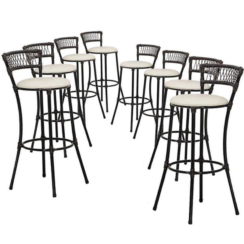 Kit Com 8 Banquetas Alta Forts Gelo Floral, Fibra Uv Bancada, área Goumert, Bar, Piscina, Balcão - OUTRAS - Agro