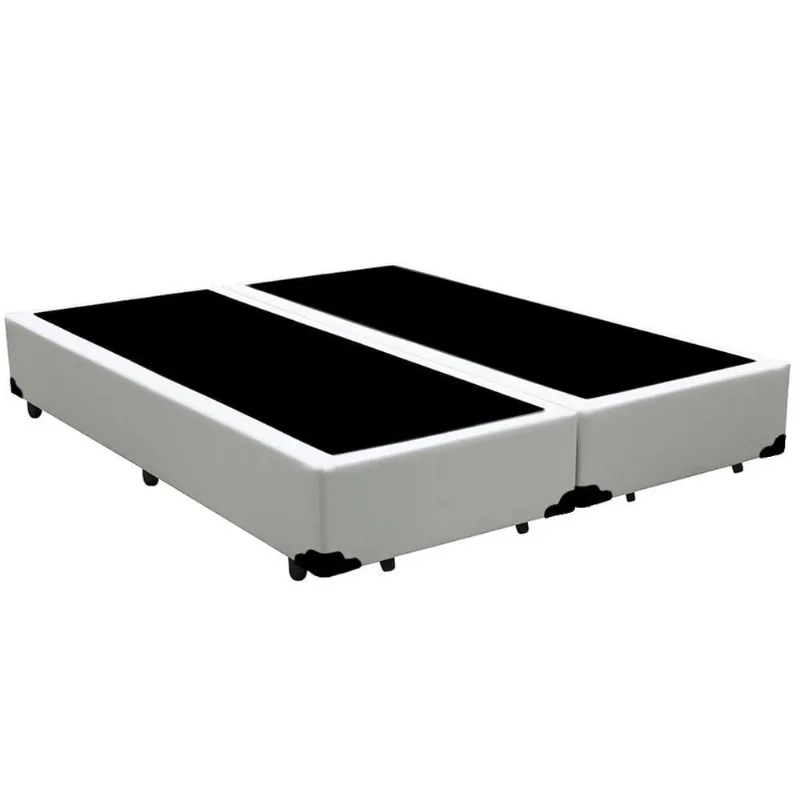 Cama Box Blindado Casal Bipartido King Design Sintético Branco 138x188x40
