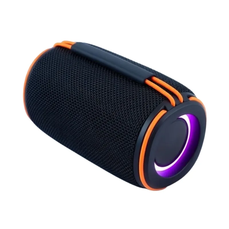 Caixa de Som Portátil com Bluetooth Iluminação Roxa Alça - MDM - áudio