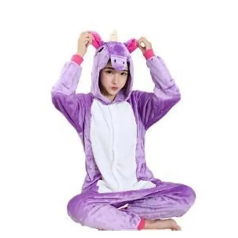 Fantasia Macacão de Unicórnio Kigurumi Infantil Lilás Com Capuz EG 11 - 12