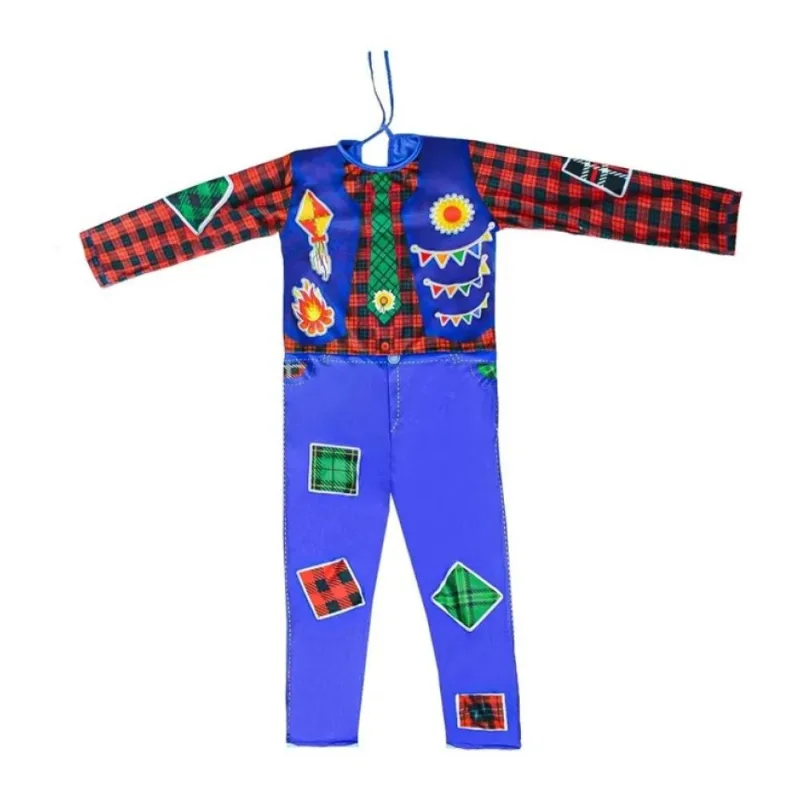 Fantasia de Festa Junina Infantil Macacão Longo G / Azul