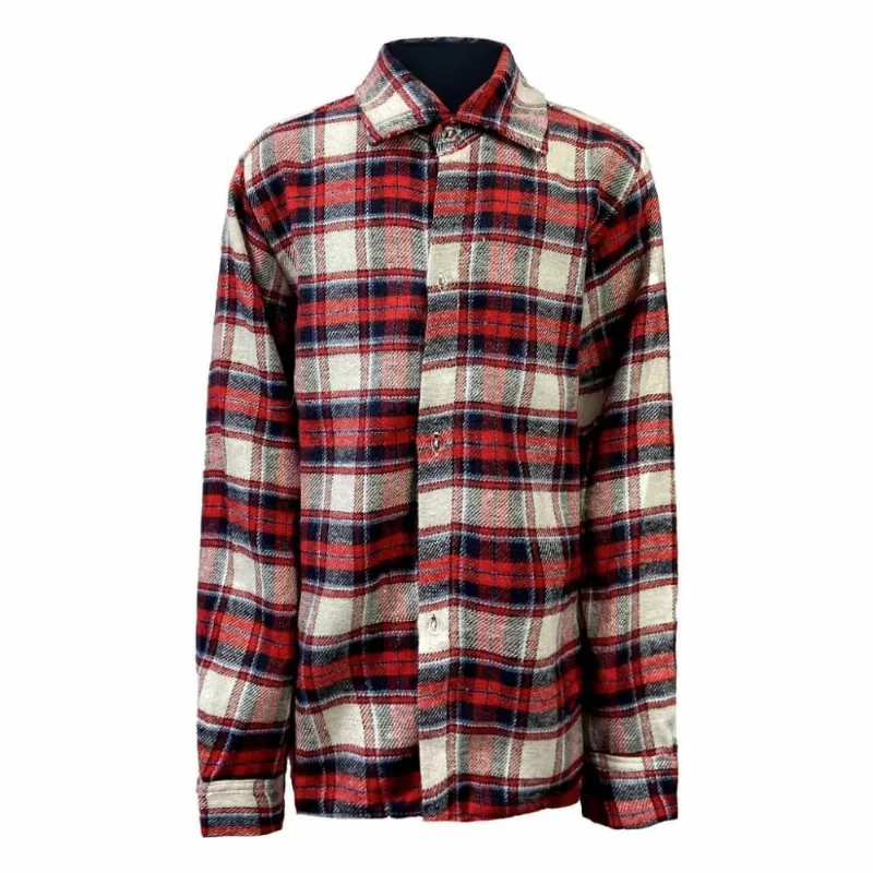 Camisa Xadrez Infantil Flanelada Manga Longa de Luxo 38 / Branco