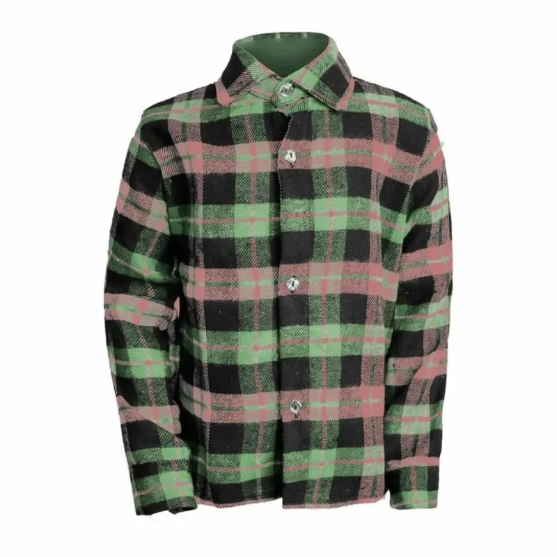 Camisa Xadrez Infantil Flanelada Manga Longa de Luxo 38 / VERDE