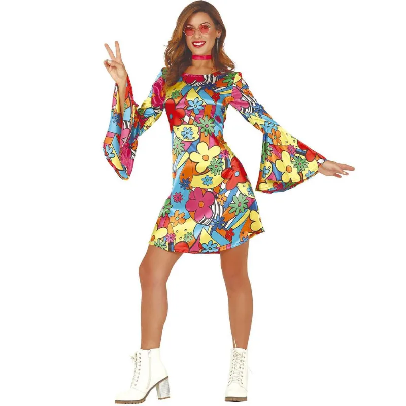 Roupa Hipie Feminina Classica Retro Fantasia Carnaval Festa P / Amarelo
