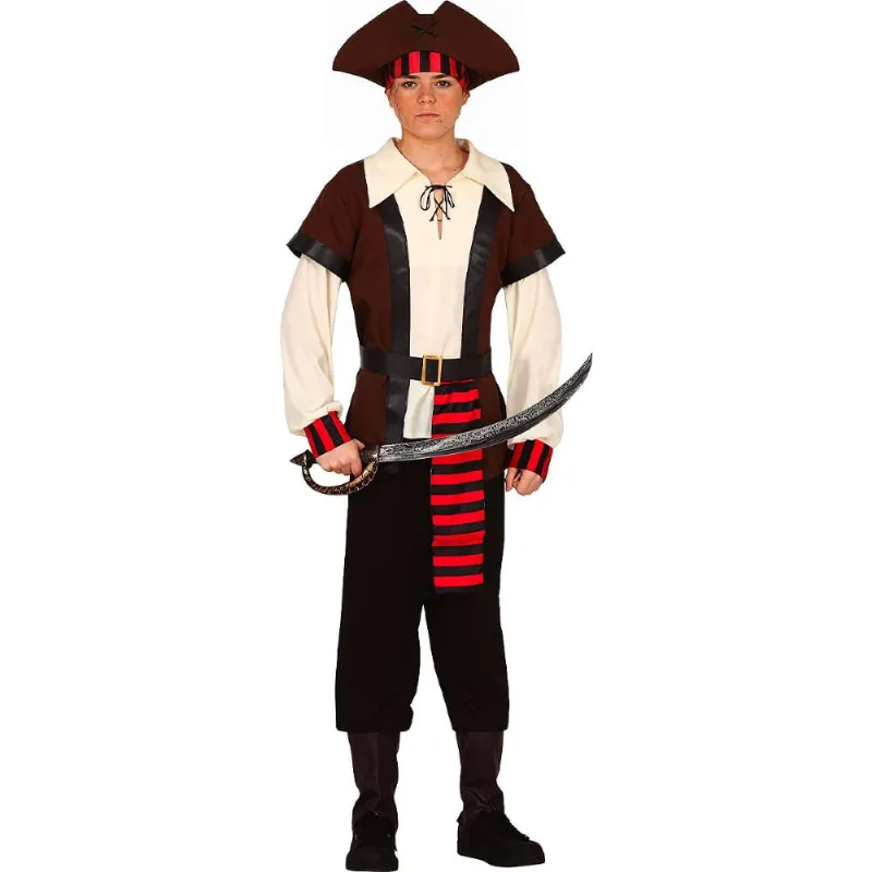 Roupa Pirata Juvenil Teen Masculina Fantasia Completa Luxo GG / Preto