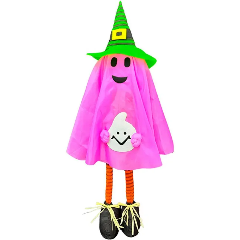 Decoração Fofa de Halloween Entrada Fantasminha com Perna de Bruxa 110cm Roxo
