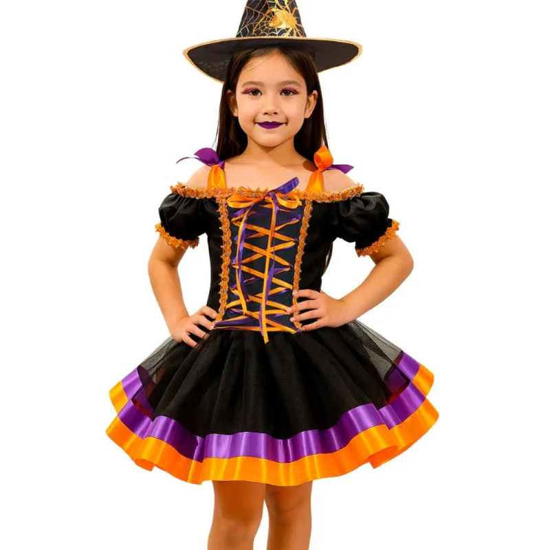 Fantasia Halloween Bruxa Infantil de Luxo pra Meninas GG / Preto