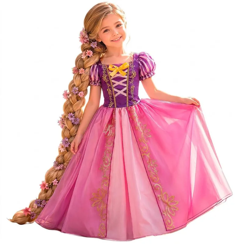 Fantasia Rapunzel Infantil pra Menina Vestido Princesas Disney G