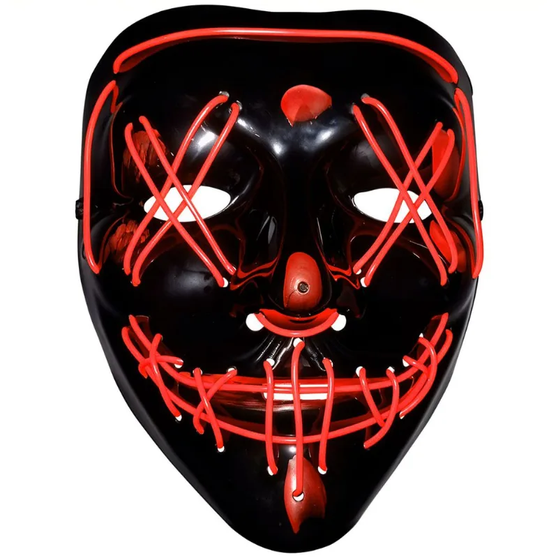 Máscara Halloween Led Fantasia The Purge Noites de Crime Laranja