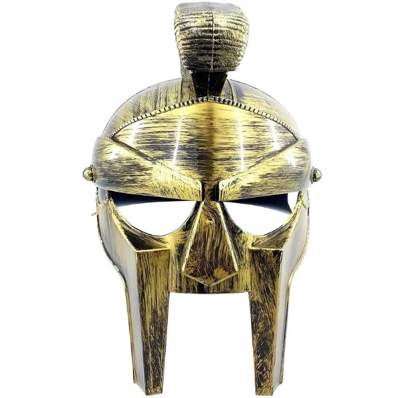 Elmo Medieval de Luxo Realista pra Fantasia Gladiador Espartano Dourado