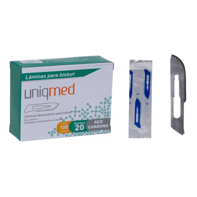 LAMINAS PARA BISTURI AÇO CARBONO UNIQMED KIT DERMAPLANING ACO CARB LAMINAS P BISTURI UNIQMED KIT DERMAPLANING - 20