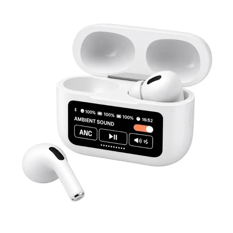 Earbuds Sem Fio Mdm Grave Forte Com Visor Inteligente Anc E Modo Gamer Branco Fosco