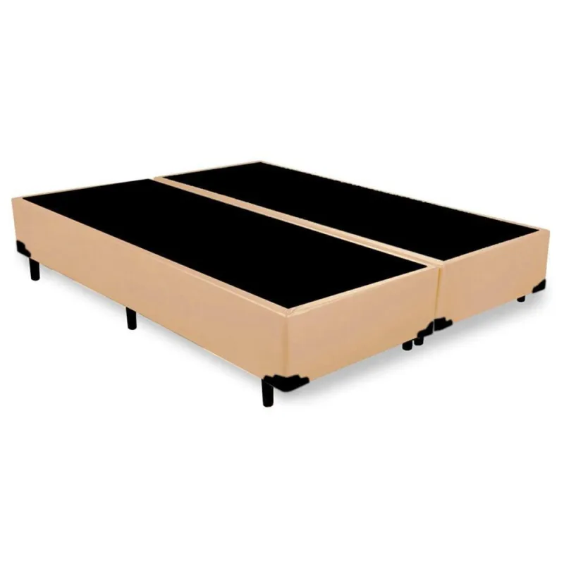 Cama Box Casal Bipartido Sintético Mega Cama Bege 138x188x42cm - OUTRAS - Colchões