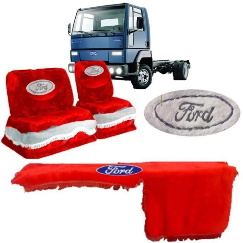Kit Capa De Banco Painel Chinil Vermelho Ford Cargo 02 08