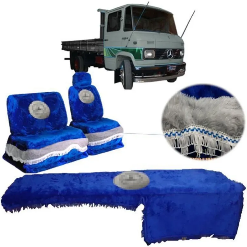 Kit Capa De Banco E Painel Chinil Azul Mercedes Benz 608