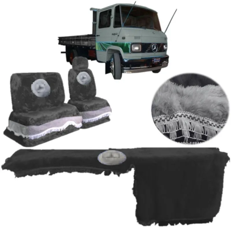Kit Capa De Banco E Painel Chinil Cinza Para Mb 608