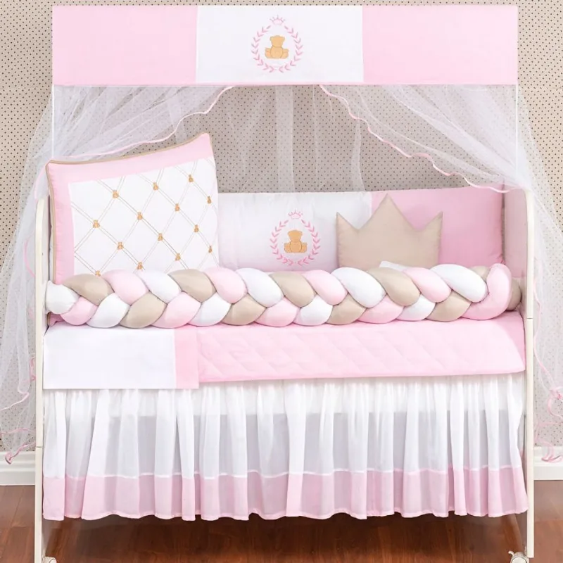 Kit berço urso principe/princesa 11 pçs trançado americano