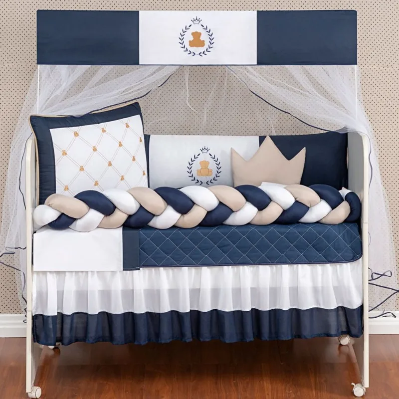 Kit berço urso principe/princesa 11 pçs trançado americano