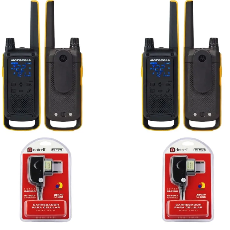 Kit 4 Walkie Talkie T470br Original Motorola 26 Canais Com Carregador V8 - Não Disponível - Celulares E Smartphones
