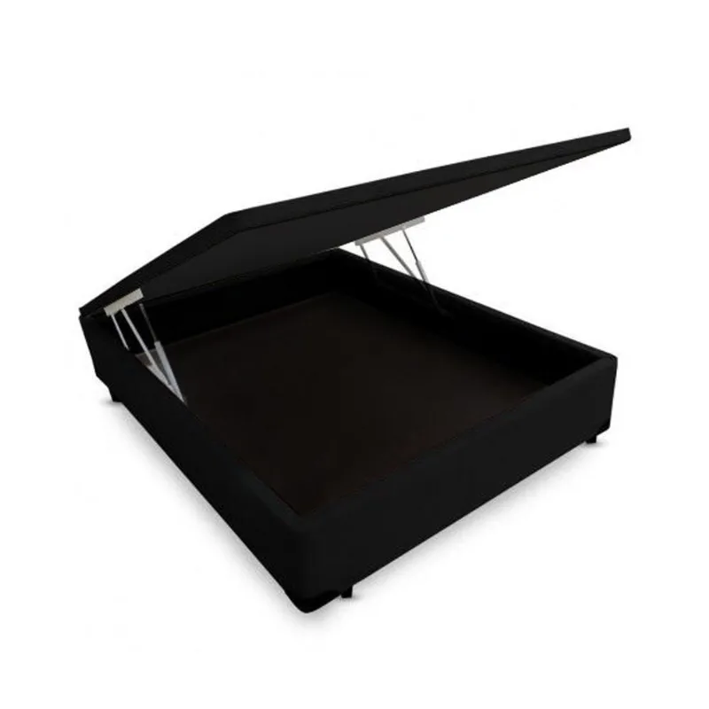 Cama Box Baú Blindado Casal King Design Suede Preto 138x188x41