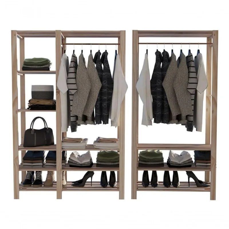 Expositores Closet Duplo Aberto Madeira Pinus