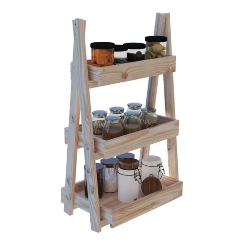 Tripla Estante Para Cozinha Porta Temperos Pinus - OUTRAS - Móveis