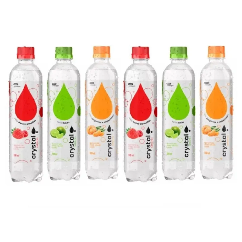 6 Água Crystal Sparkling Gaseificada Sabores 510 Ml