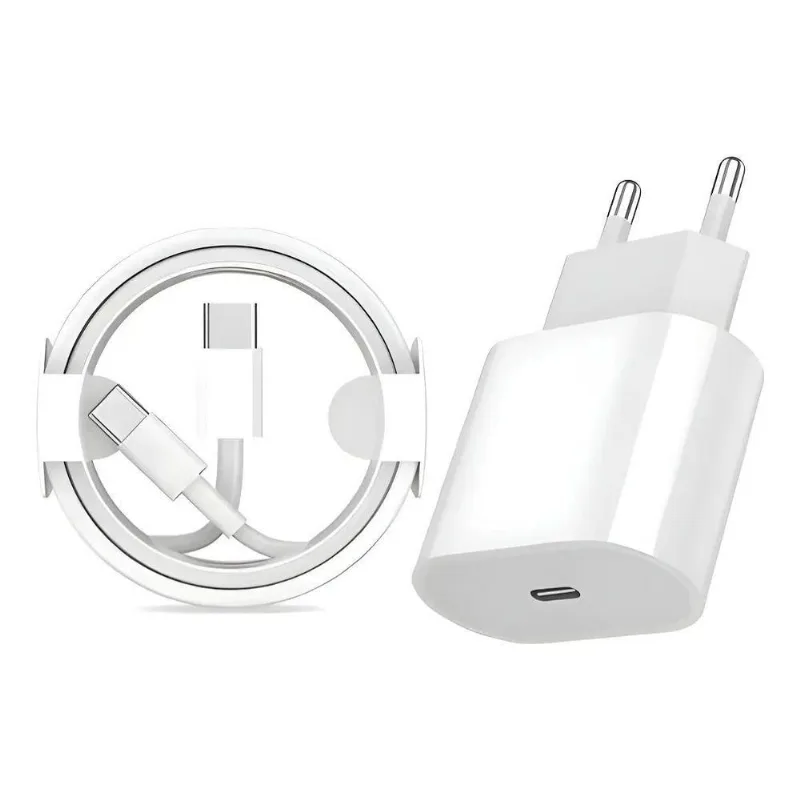 Carregador de Parede MDM Tipo C e Lightning com Power Delivery Rápido Branco com Cabos
