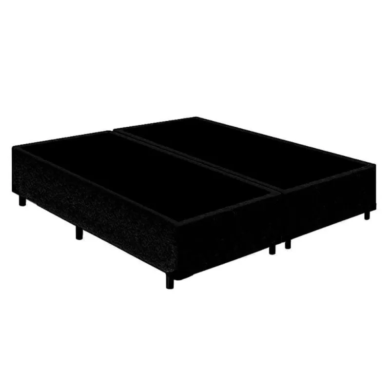 Cama Box Queen Bipartido Suede Mega Cama Preto 158x198x42cm - OUTRAS