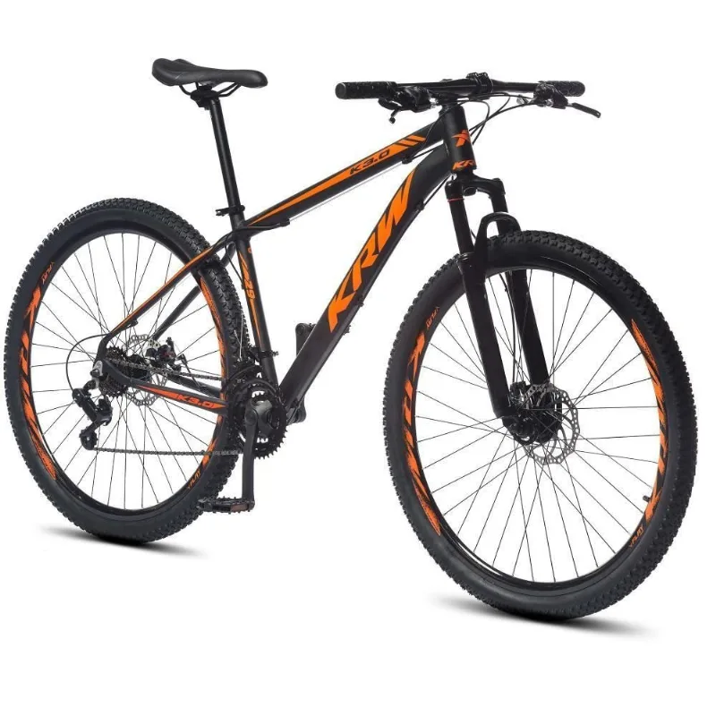 Bicicleta Aro 29 Krw Alumínio 24 Vel Freio A Disco X52 Cor:preto/laranja Fosco;tamanho Quadro:21