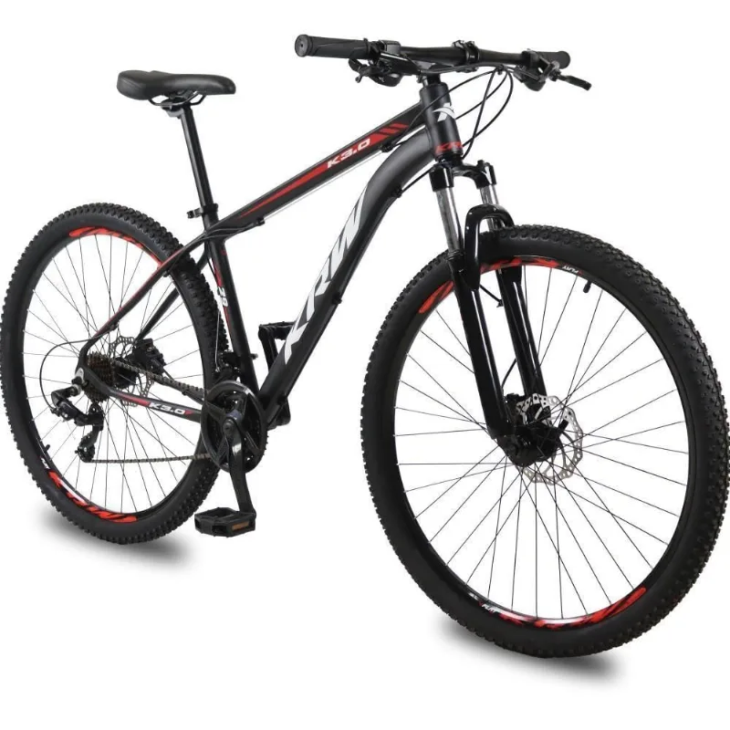 Bicicleta Aro 29 Krw Alumínio 24 Vel Freio A Disco X52 Cor:preto/vermelho;tamanho Quadro:17 Preto/vermelho