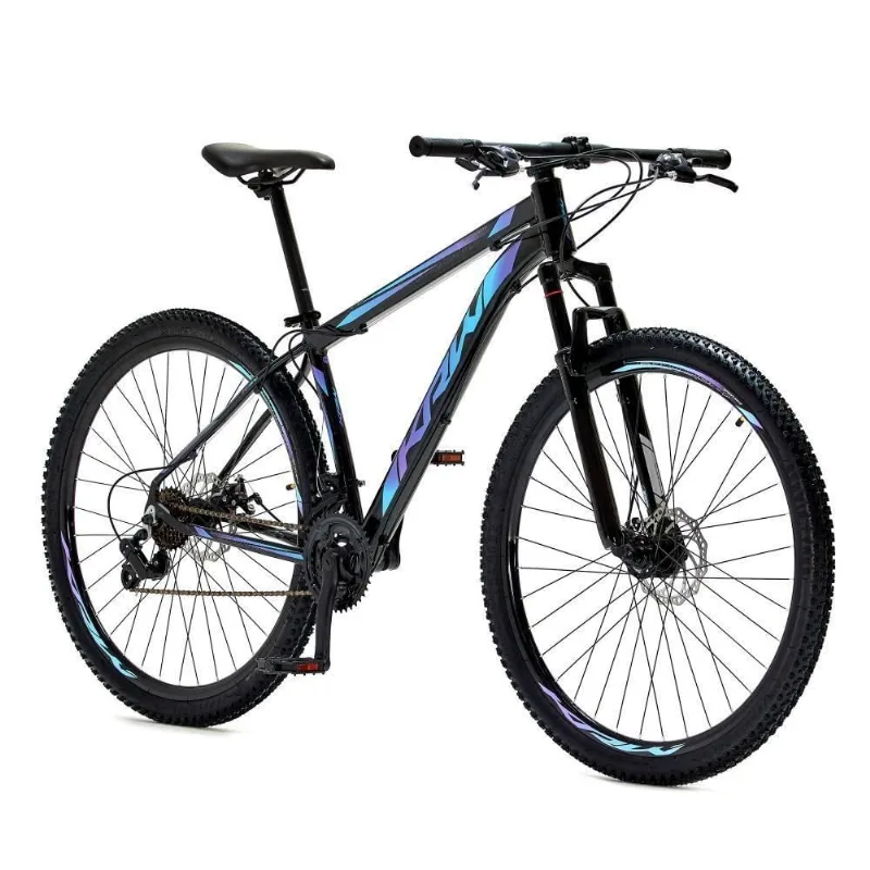 Bicicleta Aro 29 Krw Alumínio 24 Vel Freio A Disco Suspensão Dianteira S1 19 Preto-Azul E Roxo
